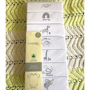 George Infants' Unisex Layette Short Sleeve Bodysuits 7-Pack- BRAND NEW